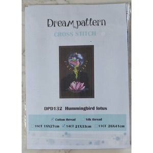 Hummingbird Lotus Cross Stitch Kit Needlepoint complete Kit 390